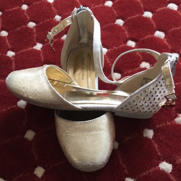 Stuart Weitzman Audrina Sparkle Gold Sandals 13 - Picture 2 of 3